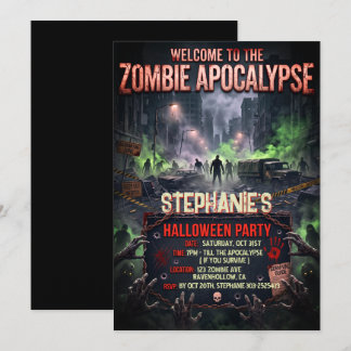 Halloween Party Zombie Apocalypse Invitation