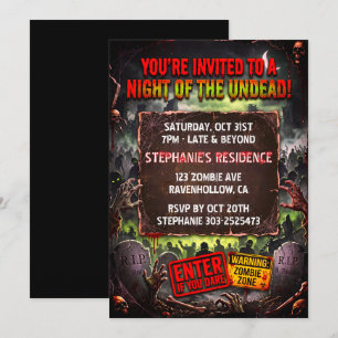 Halloween Party Zombie Undead Invitation