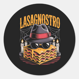 Halloween Pasta Meme Mafia Parody Funny Lasagne Ar Classic Round Sticker