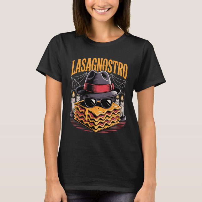 Halloween Pasta Meme Mafia Parody Funny Lasagne Ar T-Shirt (Front)