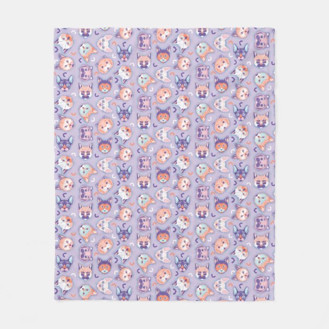 Halloween pastel Cats Fleece Blanket (Front)