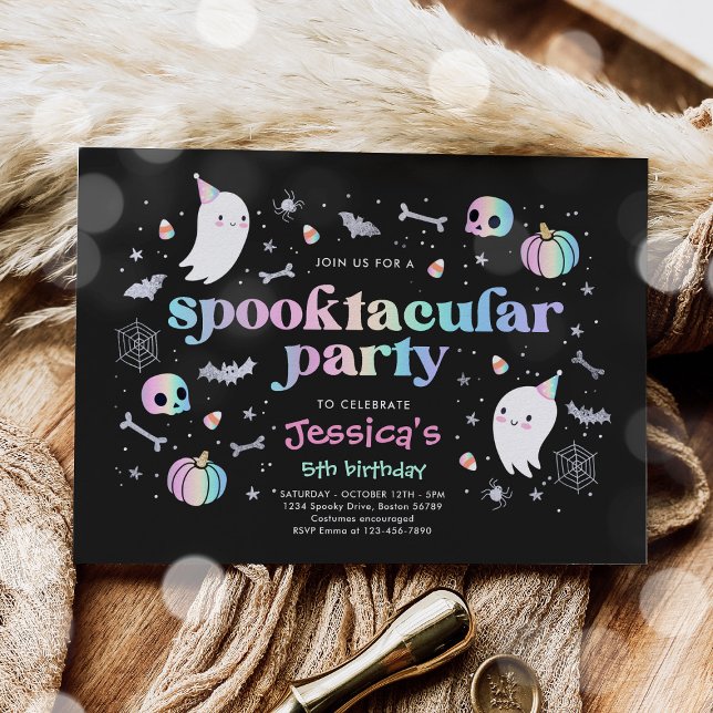 Halloween Pastel Cute Ghost Birthday Spooktacular Invitation (Creator Uploaded)
