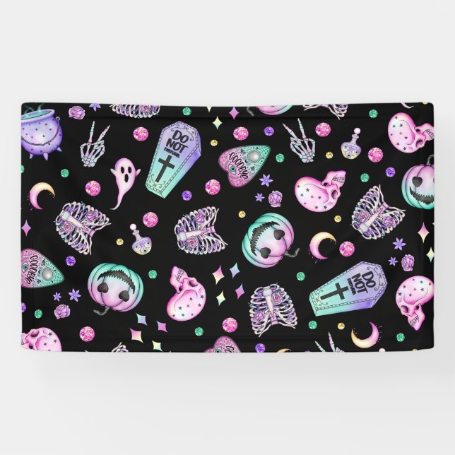 Halloween pastel gothic apothecary and graveyard banner (Horizontal)