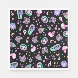 Halloween pastel gothic apothecary and graveyard napkin