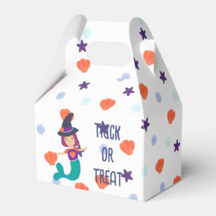 Halloween Pastel Mermaid Witch in Witch Hat White Favour Box
