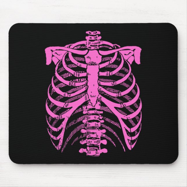 Halloween Pastel Pink Skeleton Rib Cage  Mouse Mat (Front)