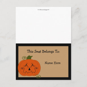 Halloween Patchwork Pumpkin Table Tent Postcard