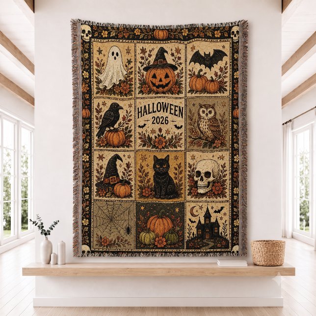Halloween Patchwork Quilt Set Woven Blanket (Creator Uploaded)