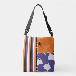 Halloween Patchwork Stripes Ghosts Crossbody Bag