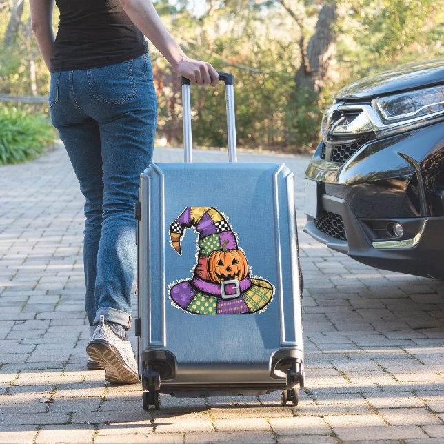 Halloween Patchwork Witch Hat Spooky (Suitcase Insitu)