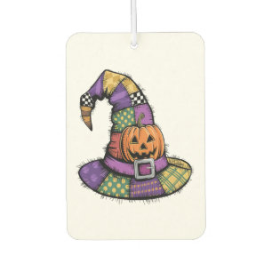 Halloween Patchwork Witch Hat Spooky Car Air Freshener