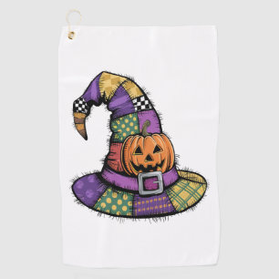Halloween Patchwork Witch Hat Spooky Golf Towel