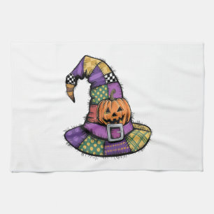 Halloween Patchwork Witch Hat Spooky Tea Towel
