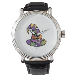 Halloween Patchwork Witch Hat Spooky Watch