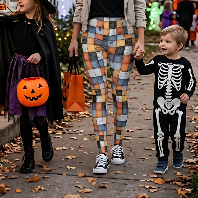 Halloween Patchwork with Spiderwebs Leggings (Creator Uploaded)