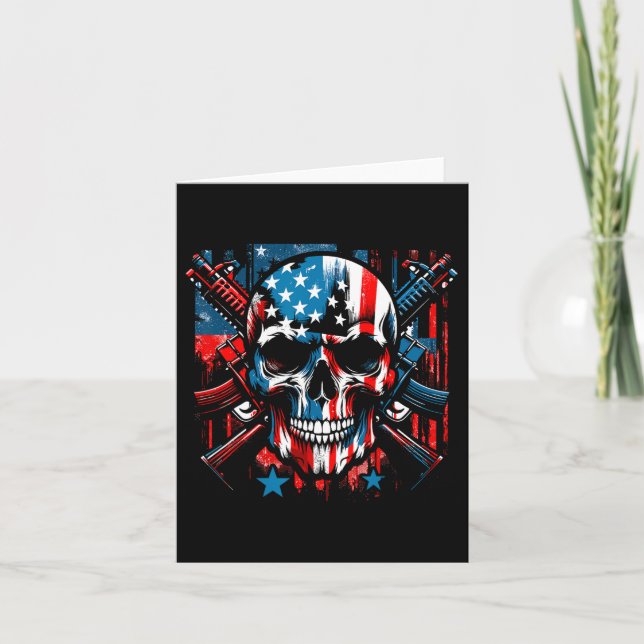 Halloween Patriotic Skeleton American Flag 4th Of  Card (Front)