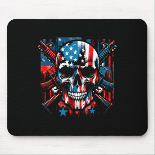 Halloween Patriotic Skeleton American Flag 4th Of Mouse Mat