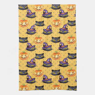 Halloween pattern 1 tea towel