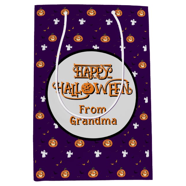 Halloween pattern and spooky message medium gift bag (Front)