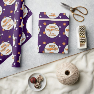 Halloween pattern and spooky message wrapping paper