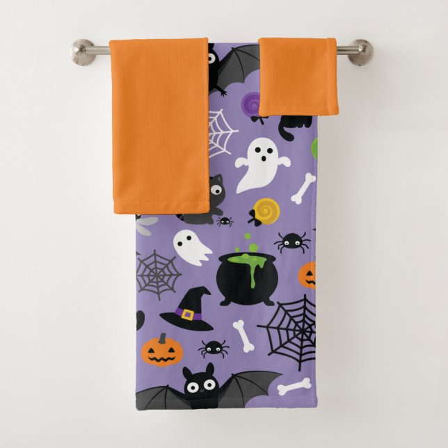 Halloween Pattern Bath Towel Set (Insitu)