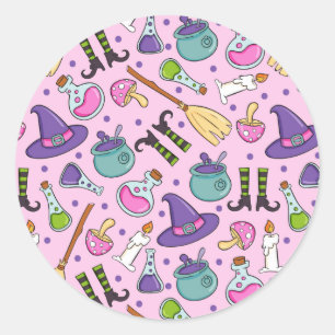 Halloween Pattern Classic Round Sticker