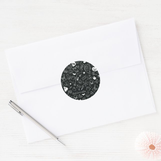 Halloween Pattern Classic Round Sticker (Envelope)