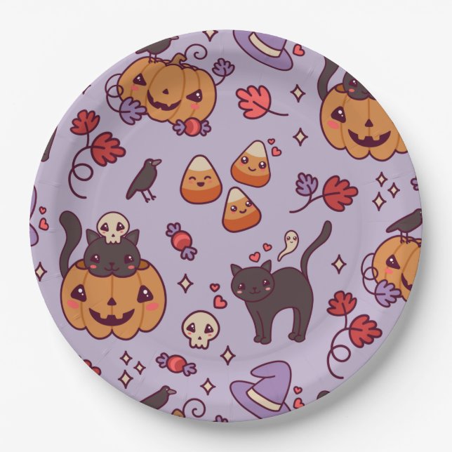 Halloween pattern decoration coffee mug paper plate (Front)