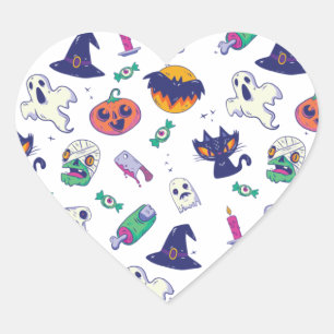 Halloween pattern decoration heart sticker