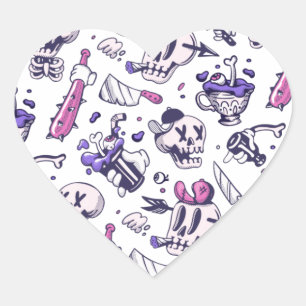 Halloween pattern decoration heart sticker