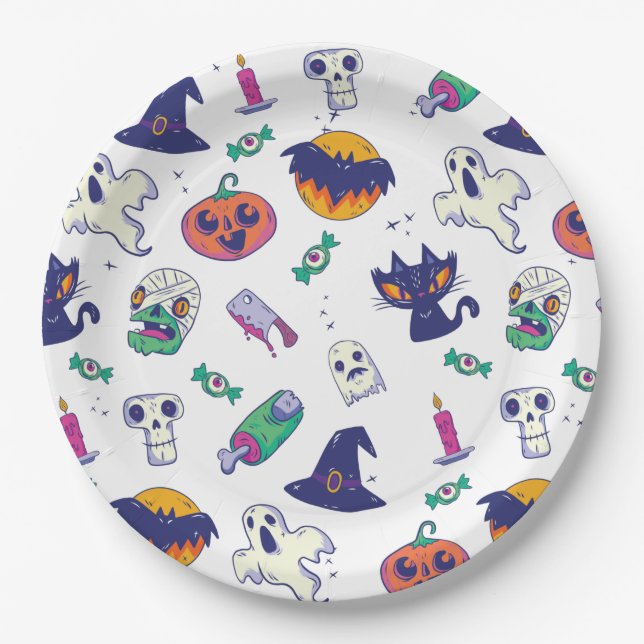 Halloween pattern decoration paper plate (Front)