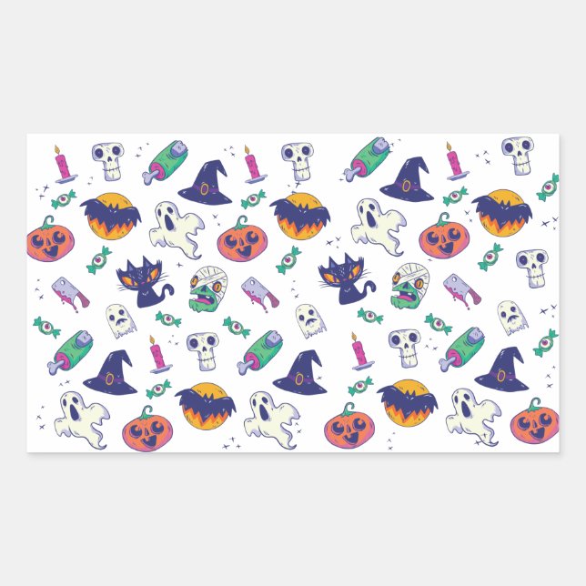 Halloween pattern decoration rectangular sticker (Front)