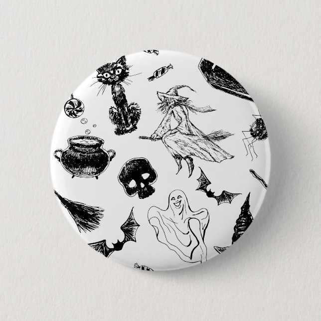 Halloween pattern design 6 cm round badge (Front)