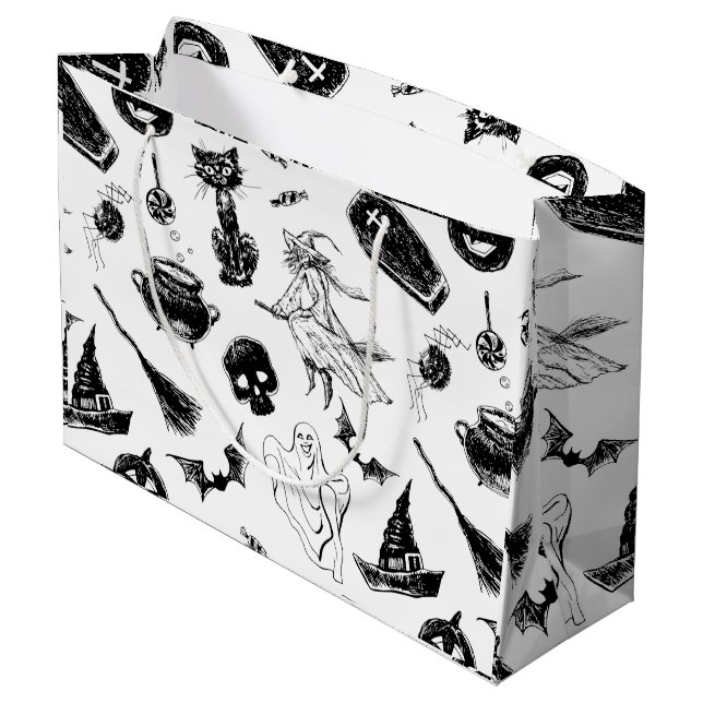 Halloween pattern design large gift bag (Back Angled)
