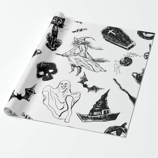 Halloween pattern design wrapping paper (Unrolled)