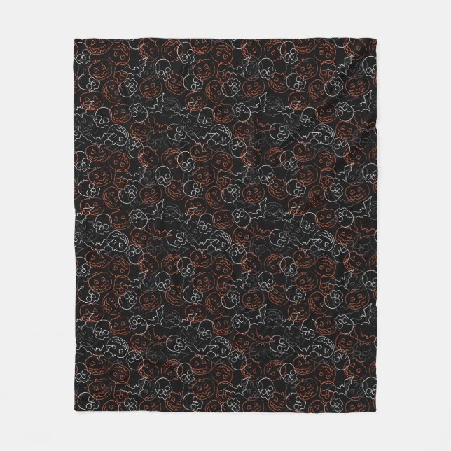 Halloween Pattern Fleece Blanket (Front)