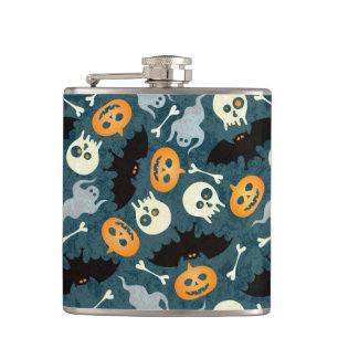 Halloween pattern hip flask
