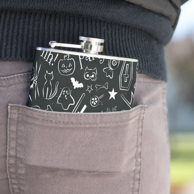 Halloween Pattern Hip Flask (In Situ)