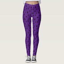 Halloween Pattern Leggings with Black on Purple