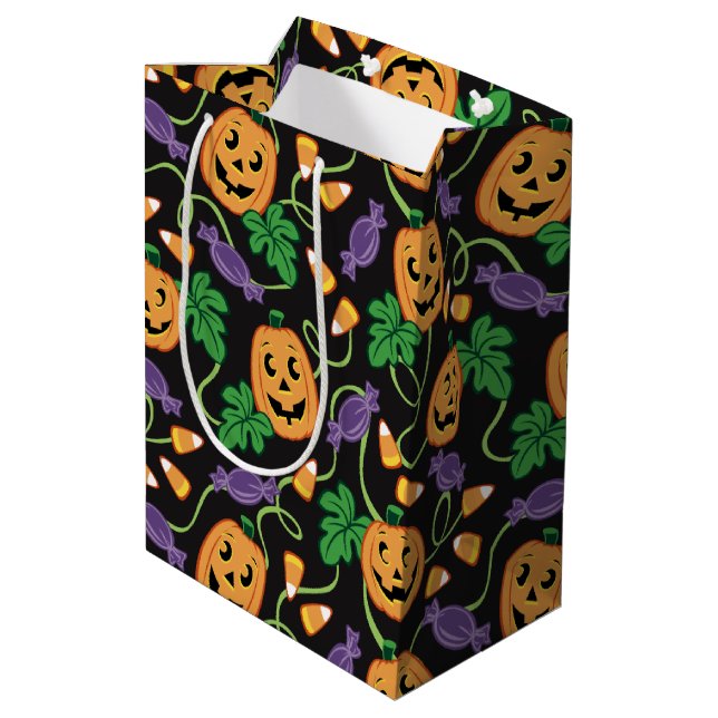 HALLOWEEN PATTERN MEDIUM GIFT BAG (Back Angled)