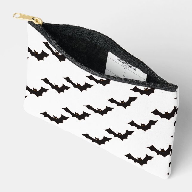 Halloween, Pattern Of Bats, Trick Or Treat, Boo Accessory Pouch (Open)