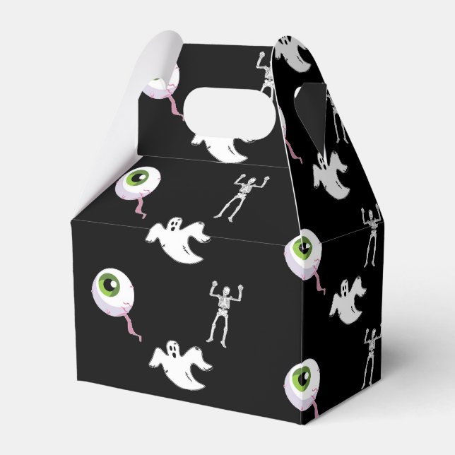 Halloween pattern on black favour box (Front Side)