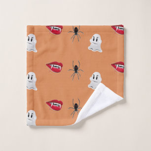 Halloween pattern on brown wash cloth