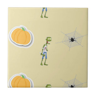 Halloween pattern on cream tile
