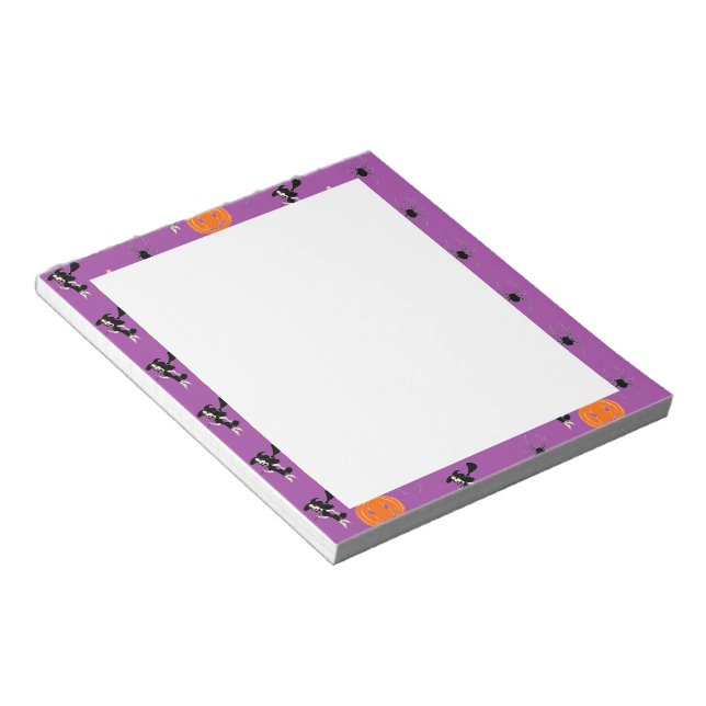 Halloween pattern on purple notepad (Angled)
