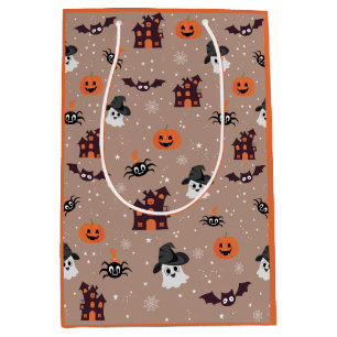 Halloween pattern pale taupe medium gift bag