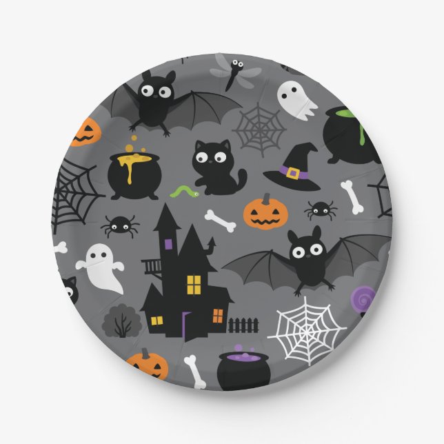Halloween Pattern Paper Plate (Front)