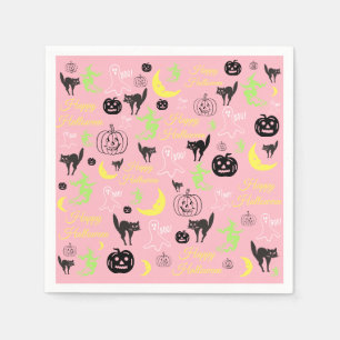 Halloween Pattern Pink Napkin