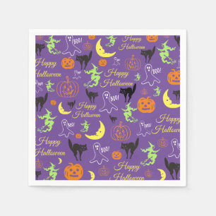 Halloween Pattern Purple Napkin