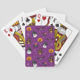Halloween pattern purple playing cards